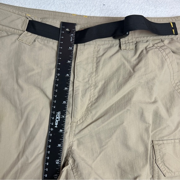 505 - Eddie Bauer Men’s Khaki Tan Pants side 34 x 32, Belt Included - Picture 12 of 15
